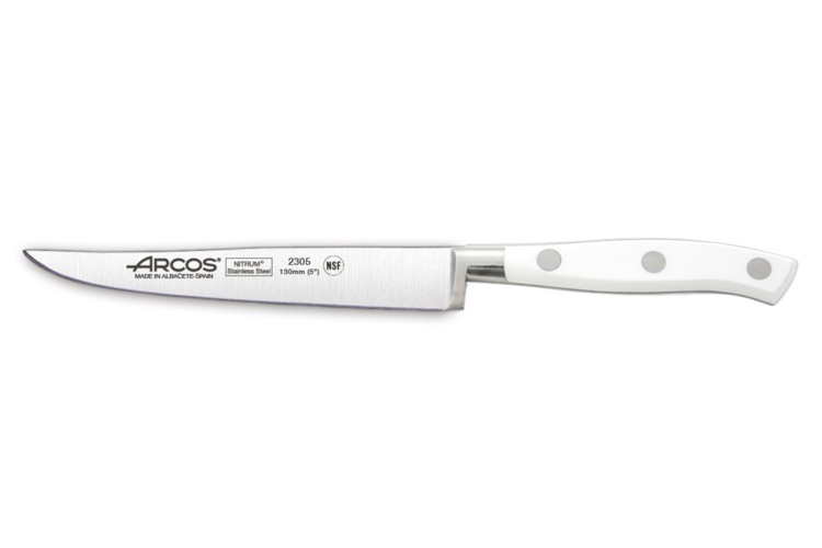 Couteau &agrave; steak forg&eacute; Riviera White Arcos lame 13cm acier NITRUM&reg;