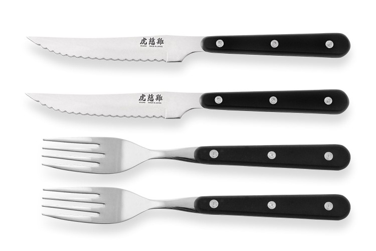 Coffret de table Wusaki 2 couteaux &agrave; steak 11cm + 2 fourchettes
