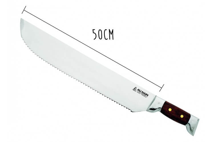 Couteau à thon Au Nain 2 mitres inox lame forte dentée manche kotibé