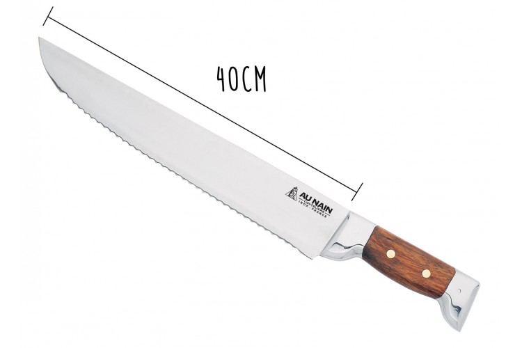 Couteau &agrave; thon Au Nain 2 mitres inox lame &agrave; dents manche kotib&eacute;