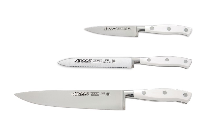 Pack essentiel 3 couteaux de cuisine Arcos Riviera White
