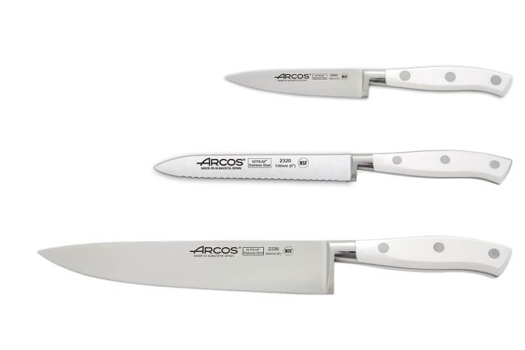 Pack essentiel 3 couteaux de cuisine Arcos Riviera White