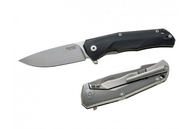 Couteau pliant LionSteel Tre manche G10 / titanium 10cm