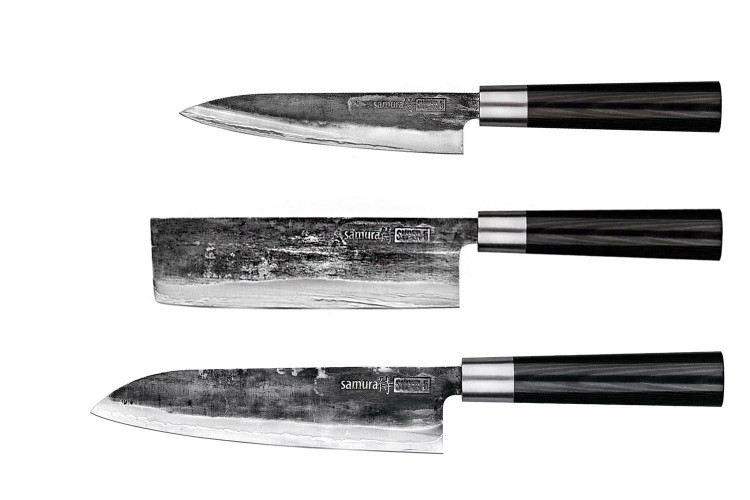 Coffret 3 couteaux Samura Super 5 damas : universel + santoku + nakiri