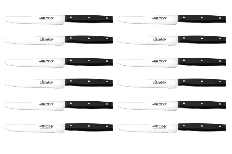 Set de 12 couteaux &agrave; steak Arcos lame dentel&eacute;e acier inox