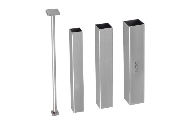 Set design culinaire Louis Tellier 3 tubes d&eacute;coupoirs carr&eacute;s + poussoir inox