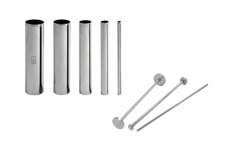 Set design culinaire Louis Tellier 5 tubes découpoirs ronds + 3 poussoirs inox