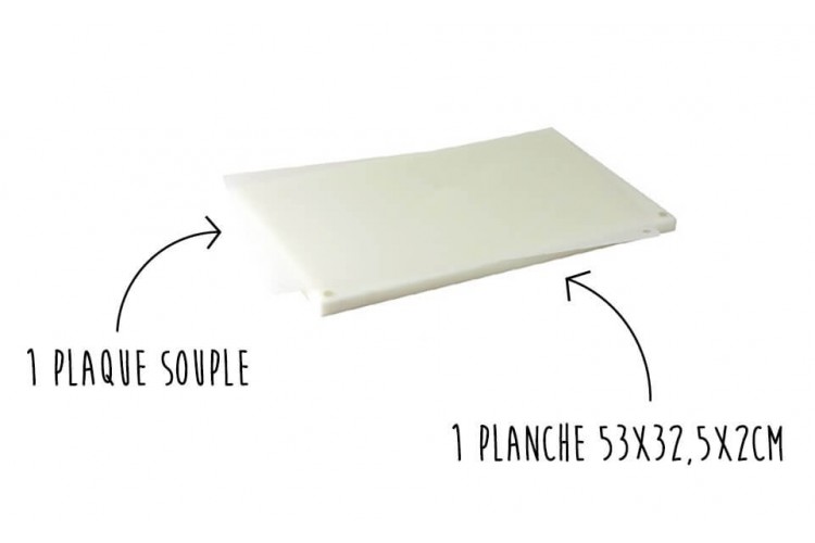 1 planche &agrave; d&eacute;couper professionnelle 53x32x2cm + 1 plaque flexible 