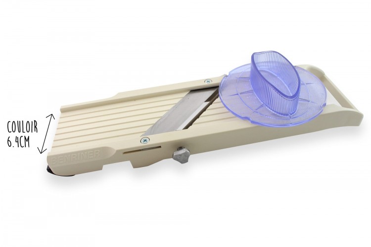 Mandoline japonaise professionnelle Benriner 3 lames petit mod&egrave;le + poussoir extra large