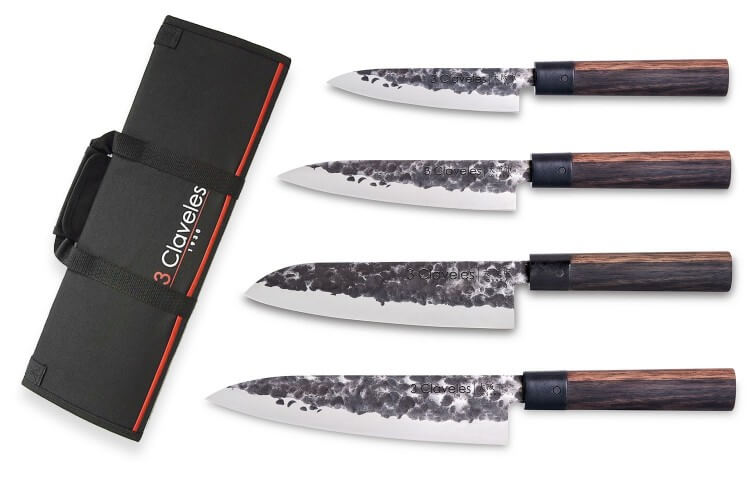 Mallette du cuisinier 4 couteaux forgés main 3 Claveles Osaka
