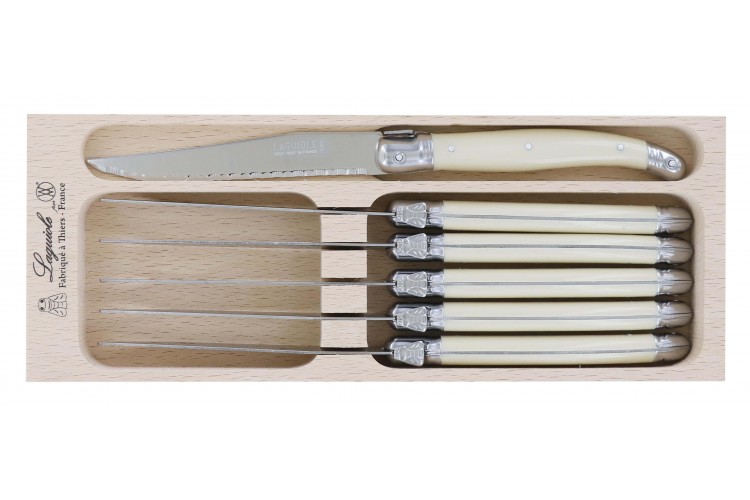 Coffret de 6 couteaux &agrave; steak microdent&eacute;s Laguiole par Andr&eacute; Verdier