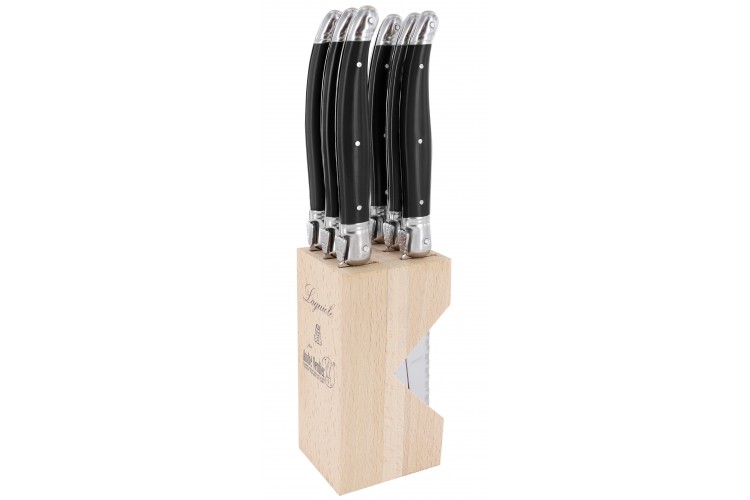 Bloc de 6 couteaux &agrave; steak microdent&eacute;s Laguiole par Andr&eacute; Verdier
