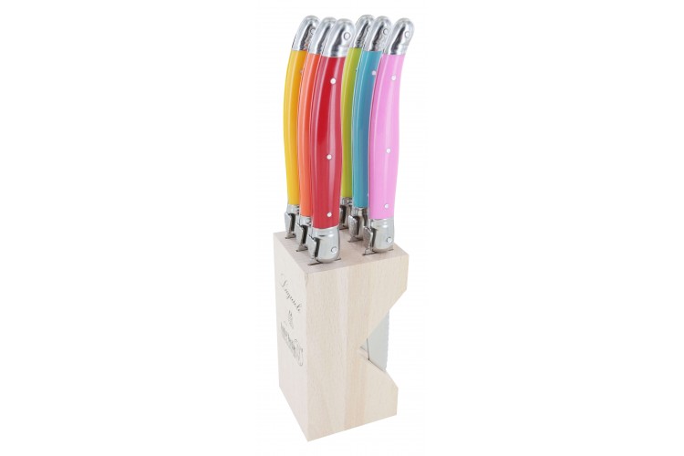 Bloc de 6 couteaux &agrave; steak microdent&eacute;s Laguiole par Andr&eacute; Verdier Printemps multicolore