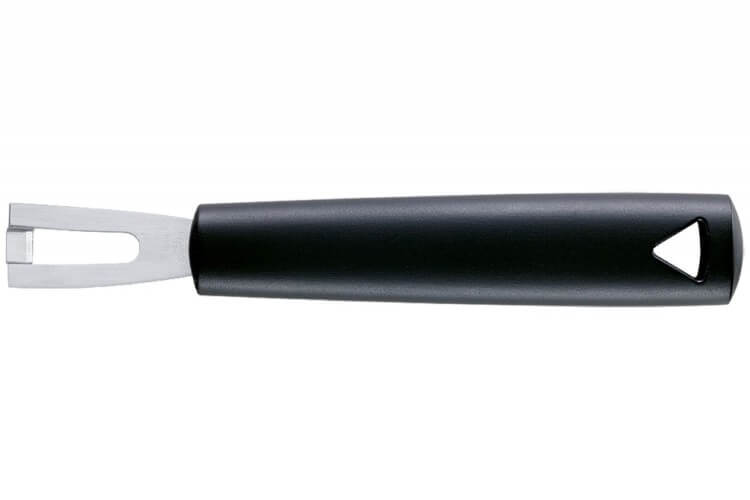 Canneleur Triangle forme U en inox manche en green grip