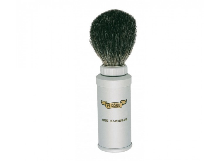 Blaireau de rasage Plisson taille 6 monture alu bross&eacute;