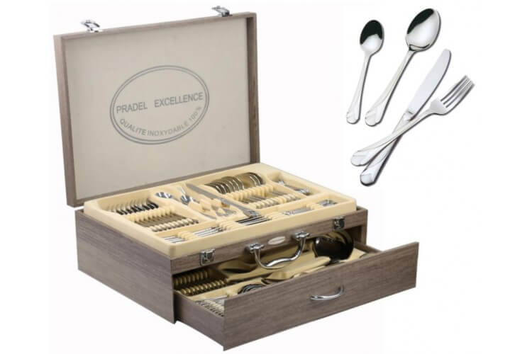 Ménagère 84 couverts inox coffret 1 tiroir qualité inox Pradel Excellence Ambiance