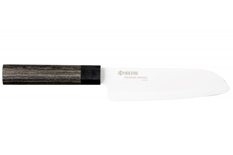 Couteau santoku Kyocera lame c&eacute;ramique 15cm manche pakka