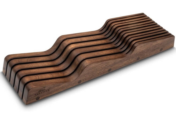 Range couteaux vide acacia foncé