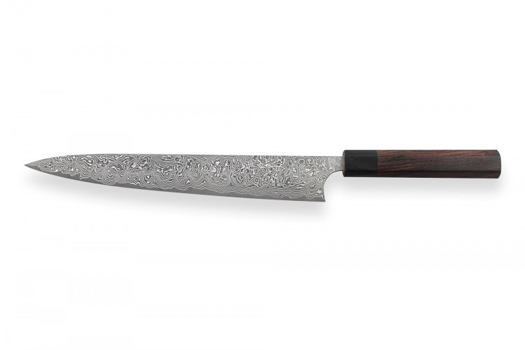 Couteau sujihiki japonais artisanal Masakage Kumo 27cm damas 63 couches