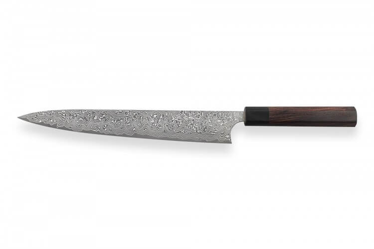 Couteau sujihiki japonais artisanal Masakage Kumo 27cm damas 63 couches