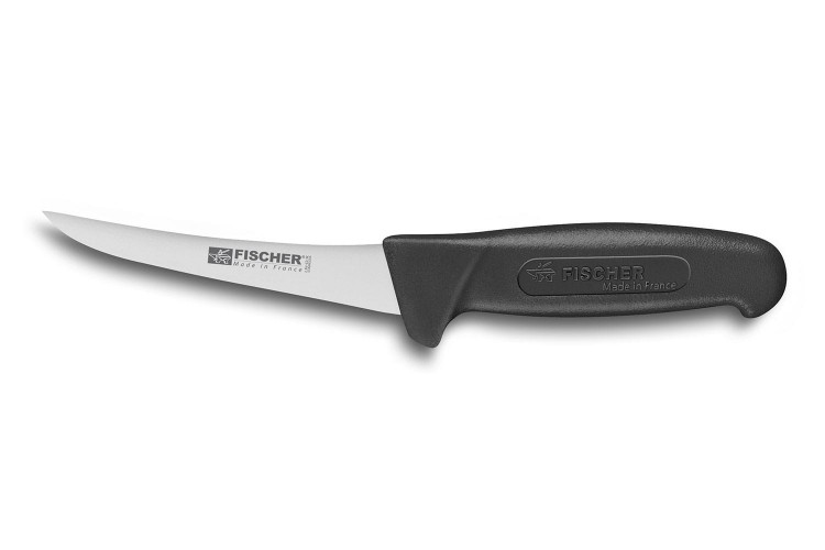 Couteau &agrave; d&eacute;sosser professionnel Fischer HACCP lame courb&eacute;e rigide 13cm manche noir