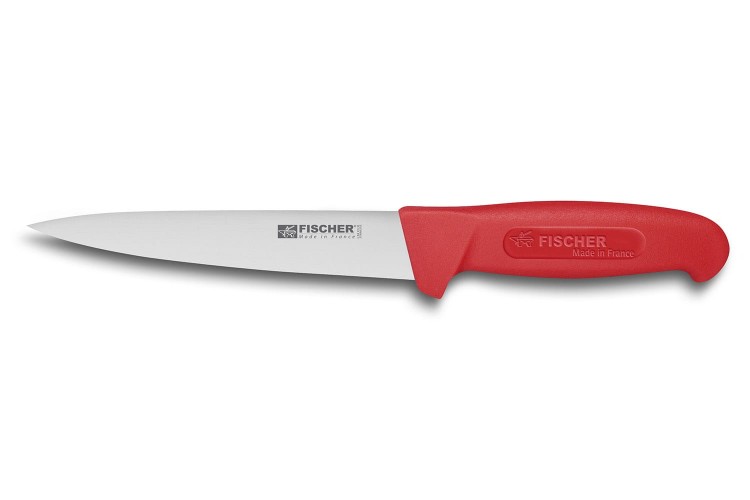 Couteau &agrave; saigner professionnel Fischer HACCP 17cm manche rouge