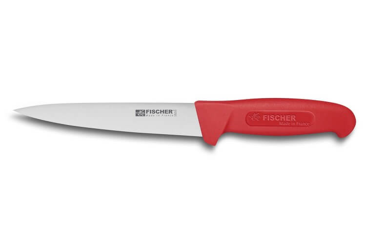 Couteau à saigner professionnel Fischer HACCP 17cm manche rouge