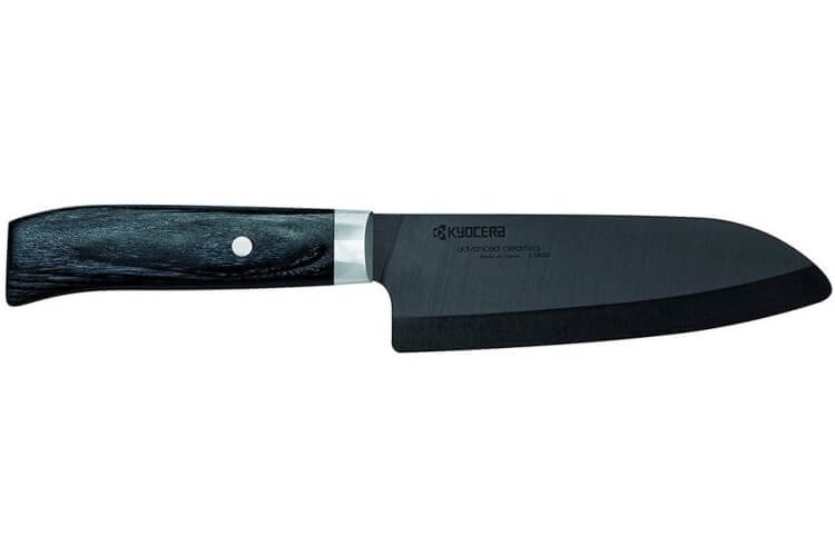 Couteau santoku Japan Kyocera céramique noire 14cm manche pakka