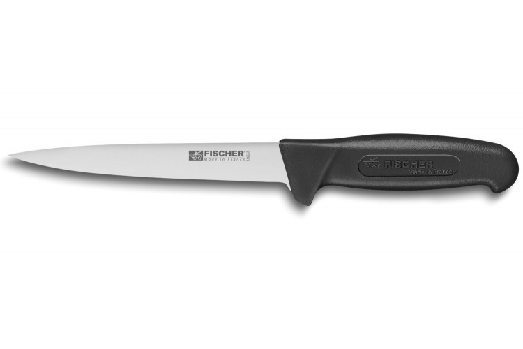 Couteau &agrave; d&eacute;sosser professionnel Fischer HACCP lame us&eacute;e 17cm manche noir
