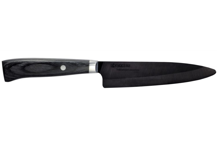 Couteau universel Japan Kyocera 13cm c&eacute;ramique manche pakka noir