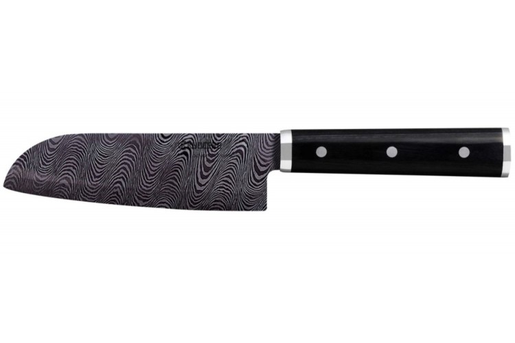 Couteau santoku Kizuna Kyocera c&eacute;ramique HIP et manche pakka noir