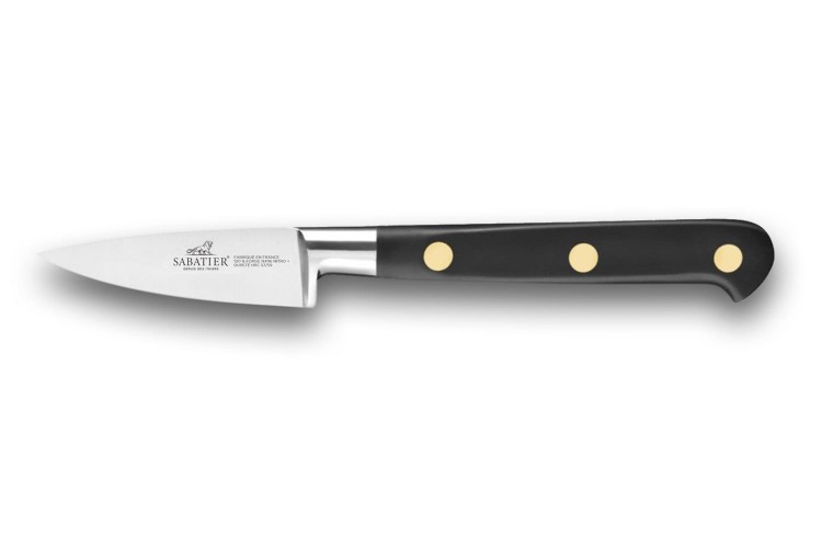 Couteau d'office SABATIER Id&eacute;al Inox 100% forg&eacute; rivets laiton lame 6cm