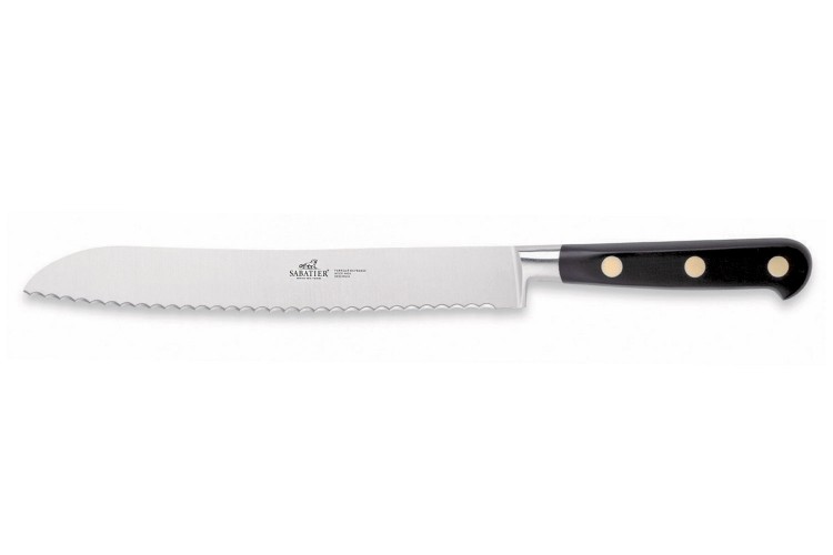 Couteau &agrave; pain Lion Sabatier Chef lame dent&eacute;e 20cm manche en polyac&eacute;tal noir