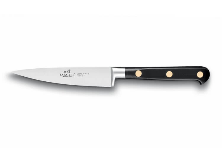 Couteau d'office droit Lion Sabatier Chef lame 10cm manche en polyacétal noir