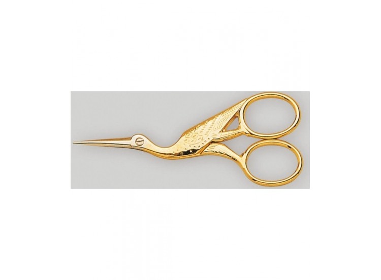 Ciseaux broderie NOGENT HB 9 cm chrom&eacute;s cigogne dor&eacute;s