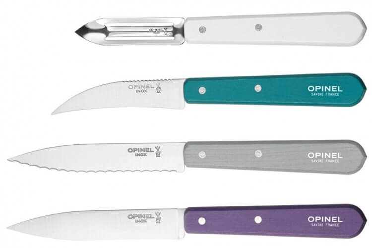 Coffret 4 couteaux Opinel Les Essentiels Art Déco manches couleurs