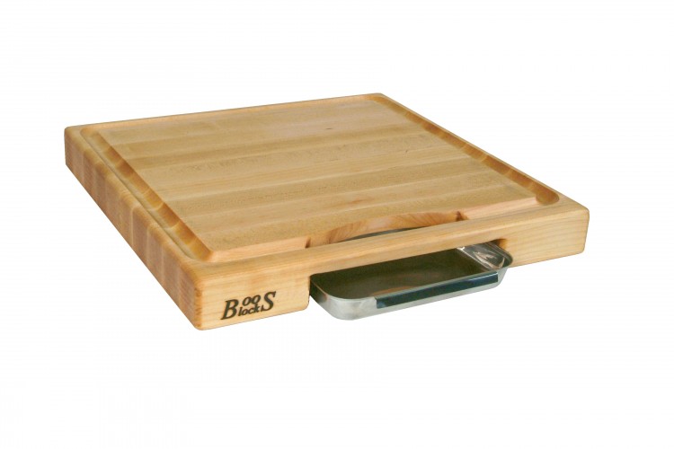 Planche Boos Blocks Prep Masters bois d'&eacute;rable + plateau acier 46x46x6cm