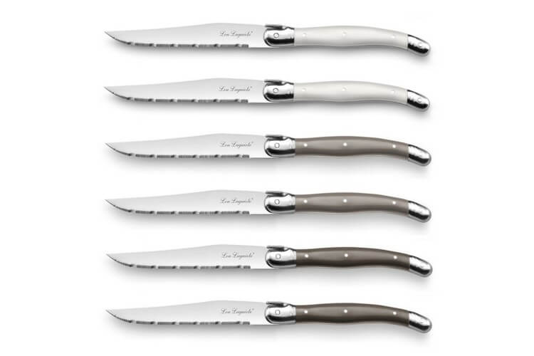 Coffret 6 couteaux à steak dentelés Lou Laguiole Tradition manches 3 coloris