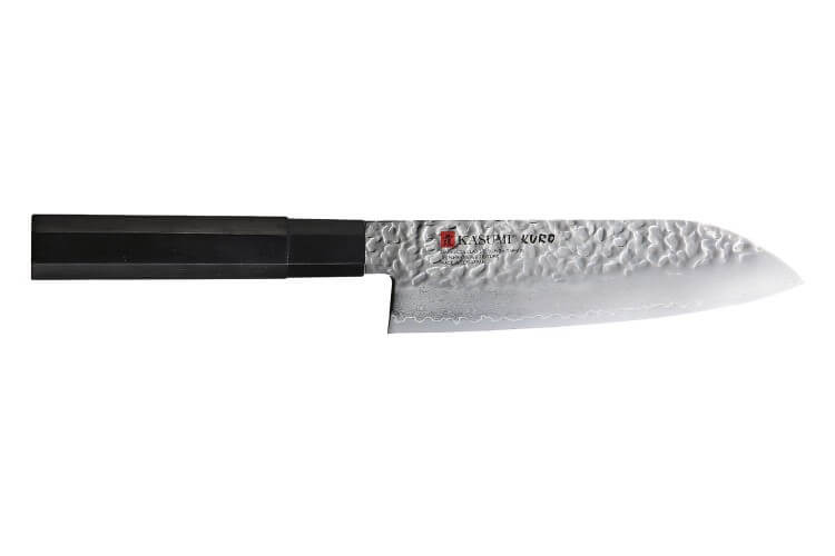 Couteau santoku japonais Kasumi Kuro 16.5cm martelé damas 32 couches