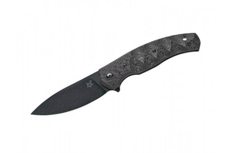 Couteau pliant Ziggy Ansø FOX Fx-308 CFB manche noir 11.5cm ondulé + étui