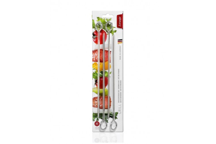 Set de 4 pics &agrave; brochettes Triangle 30cm acier inox