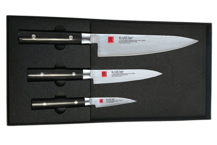 Coffret 3 couteaux Kasumi Standard lames Damas