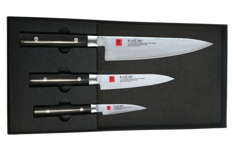 Coffret 3 couteaux Kasumi Standard lames Damas
