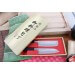 Coffret 2 couteaux japonais Nagekomi lame martelée : santoku + nakiri 