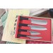 Coffret 4 couteaux japonais Nagekomi lame martelée : Nakiri + Santoku + Deba + Office