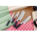 Coffret 4 couteaux japonais Nagekomi lame martelée : Nakiri + Santoku + Deba + Office