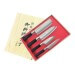 Coffret 4 couteaux japonais Nagekomi lame martelée : Nakiri + Santoku + Deba + Office