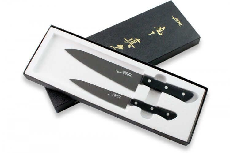 Coffret 2 couteaux japonais MAC Black Universel + Chef 18cm