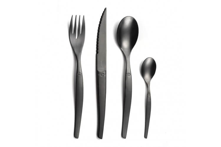 Ménagère 16 couverts de table Lou Laguiole Jet inox noir mat