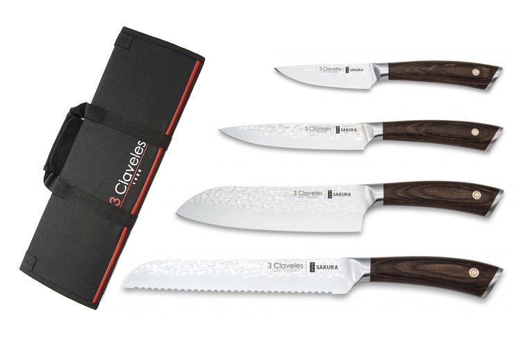 Mallette de 4 couteaux de cuisine 3 Claveles Sakura